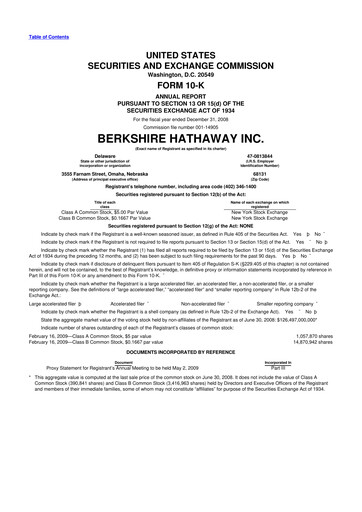 Thumbnail Berkshire Hathaway  10-K Annual Report 