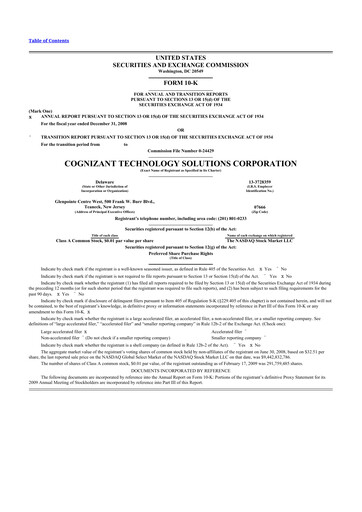 Miniature Cognizant Technology Solutions  10-K Rapport annuel 