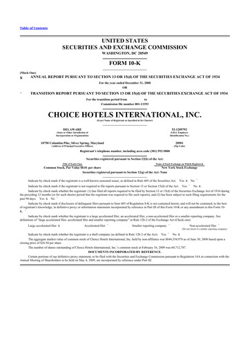 Thumbnail Choice Hotels International 10-K Annual Report 