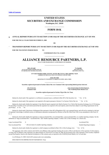 Thumbnail Alliance Resource Partners 10-K Annual Report 