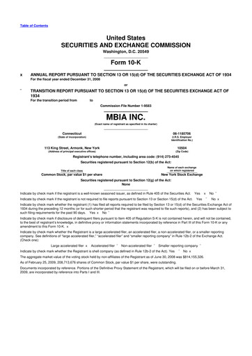 Thumbnail MBIA 10-K Annual Report 