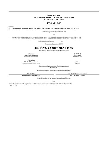 Thumbnail Unisys 10-K Annual Report 