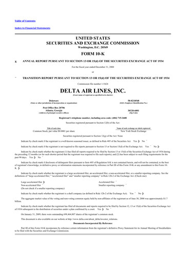 Thumbnail Delta Air Lines 10-K Annual Report 