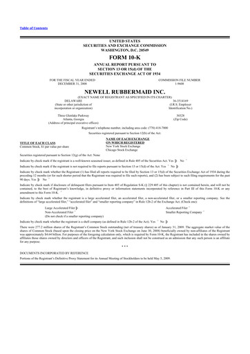 Thumbnail Newell Brands
 10-K Annual Report 