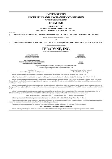 Thumbnail Teradyne 10-K Annual Report 