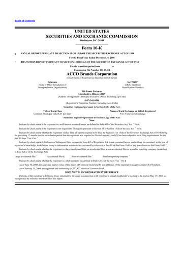 Thumbnail Acco Brands 10-K Annual Report 