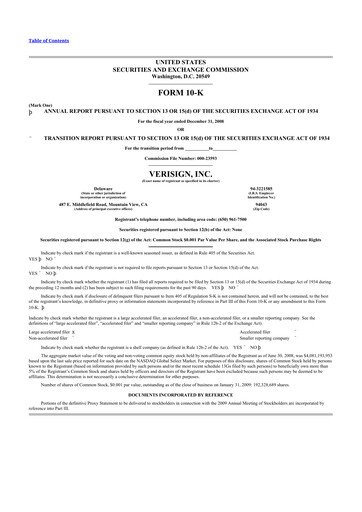 Thumbnail VeriSign 10-K Annual Report 