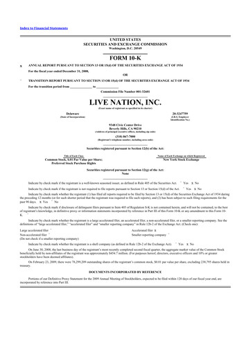 Thumbnail Live Nation
 10-K Annual Report 