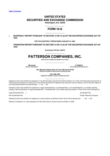 Miniature Patterson Companies
 10-Q Rapport trimestriel  