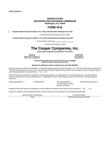 Thumbnail Cooper Companies 10-Q Quarterly Report FY 
