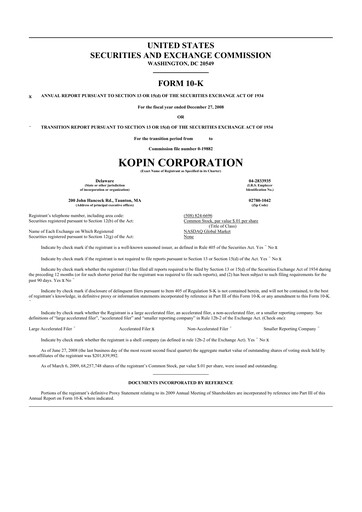 Thumbnail Kopin Corporation
 10-K Annual Report 