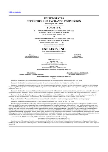 Thumbnail Exelixis 10-K Annual Report 