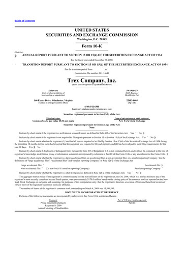 Thumbnail Trex 10-K Annual Report 