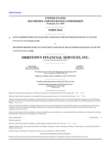 Thumbnail Orrstown Financial Services 10-K Annual Report 