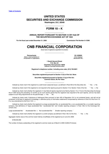 Thumbnail CNB Financial Corp 10-K Annual Report 