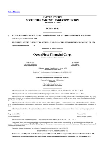 Thumbnail OceanFirst Financial 10-K Annual Report 