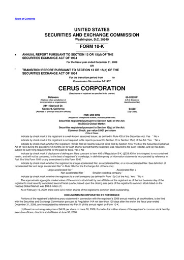 Thumbnail Cerus Corporation 10-K Annual Report 