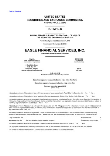 Thumbnail Eagle Financial Services 10-K Annual Report 