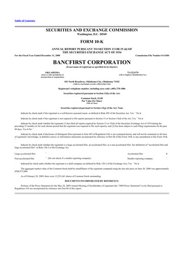 Thumbnail BancFirst 10-K Annual Report 