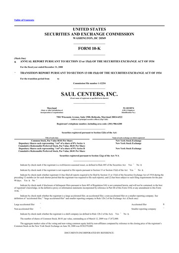 Thumbnail Saul Centers 10-K Annual Report 