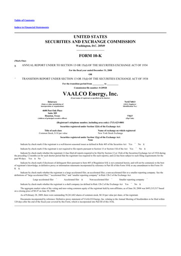 Thumbnail Vaalco Energy
 10-K Annual Report 