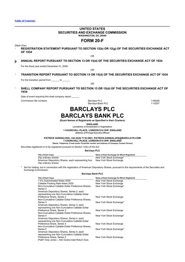 Vorschaubild Barclays 20-F Jahresbericht 