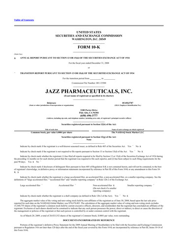 Thumbnail Jazz Pharmaceuticals 10-K Annual Report 
