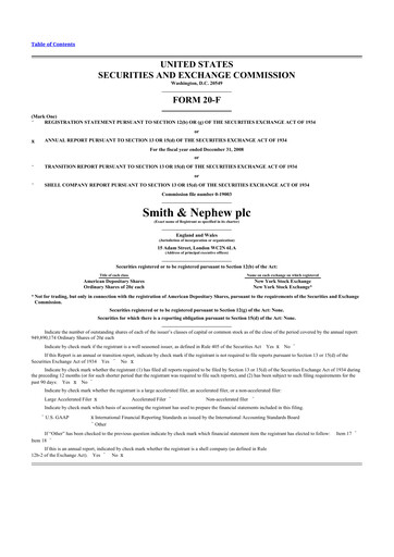 Thumbnail Smith & Nephew
 20-F Annual Report 