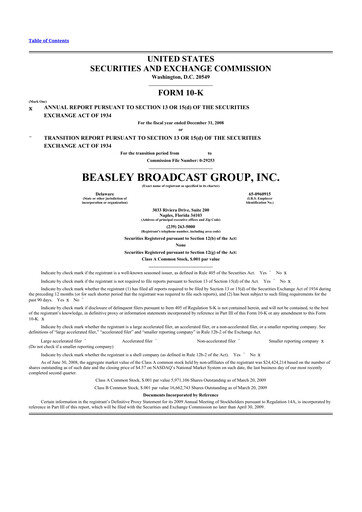 Miniature Beasley Broadcast Group
 10-K Rapport annuel 