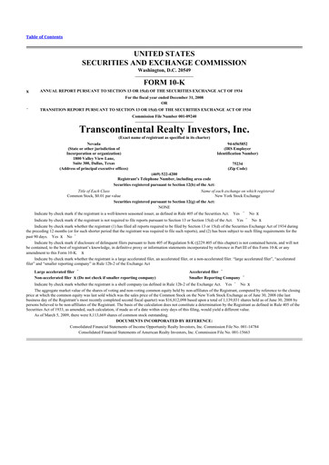 Thumbnail Transcontinental Realty Investors 10-K Annual Report 