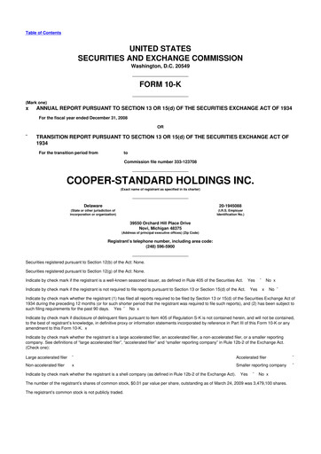 Thumbnail Cooper Standard 10-K Annual Report 
