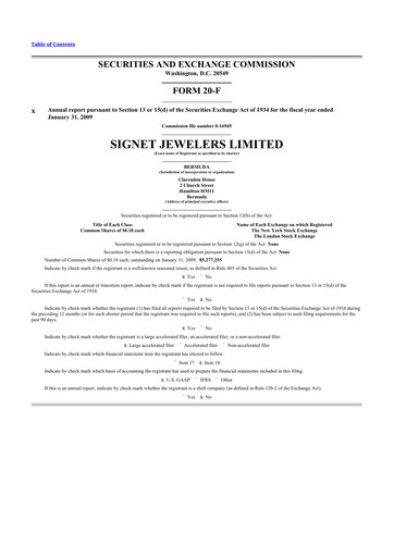 Thumbnail Signet Jewelers
 20-F Annual Report 