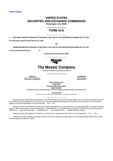 Thumbnail The Mosaic Company 10-Q Quarterly Report FY 