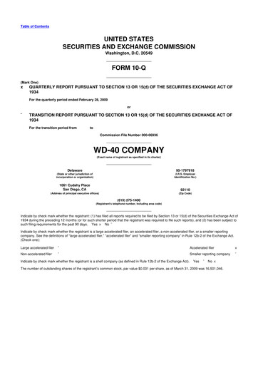 Miniature WD-40 Company
 10-Q Rapport trimestriel  