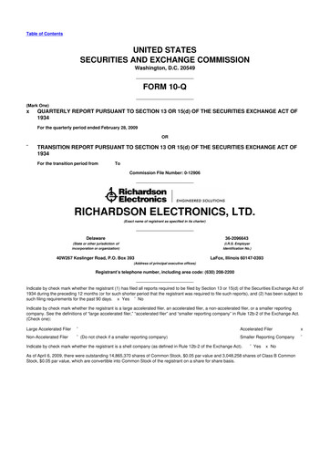 Thumbnail Richardson Electronics 10-Q Quarterly Report FY 