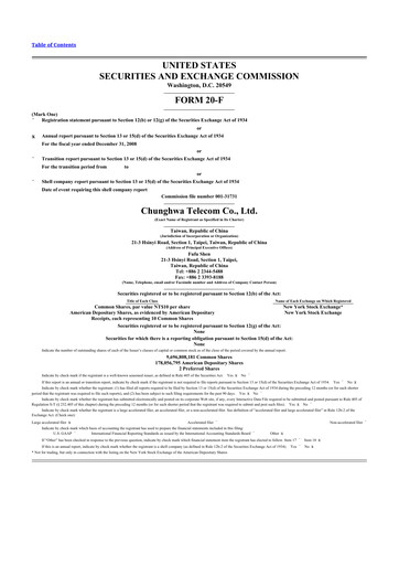 Thumbnail Chunghwa Telecom 20-F Annual Report 