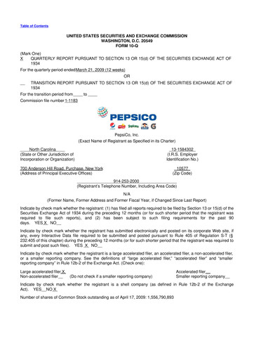 Thumbnail Pepsico 10-Q Quarterly Report FY 
