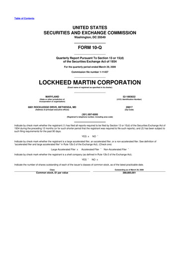 Thumbnail Lockheed Martin 10-Q Quarterly Report FY 