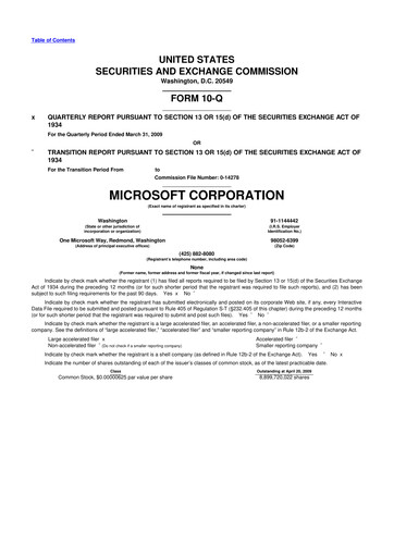 Thumbnail Microsoft 10-Q Quarterly Report FY 