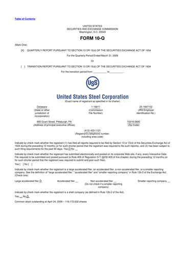 Thumbnail U.S. Steel
 10-Q Quarterly Report FY 