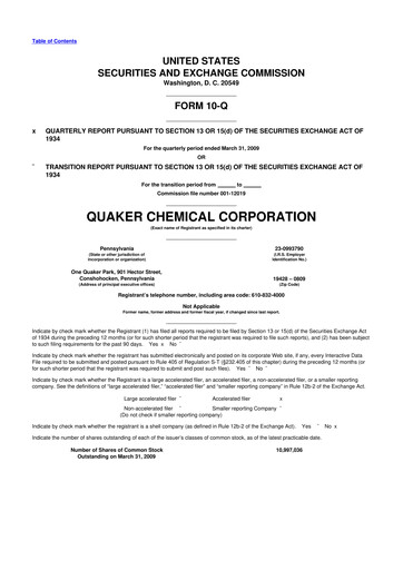 Thumbnail Quaker Houghton 10-Q Quarterly Report FY 