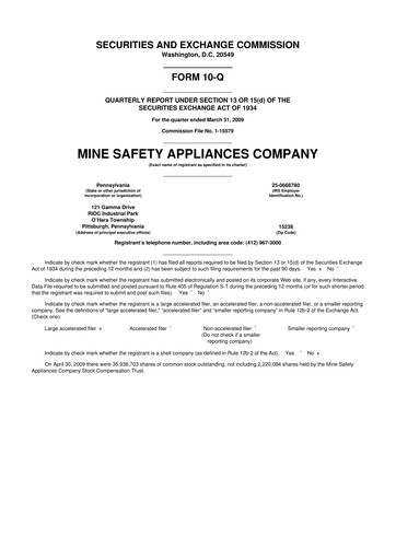 Thumbnail MSA Safety 10-Q Quarterly Report FY 