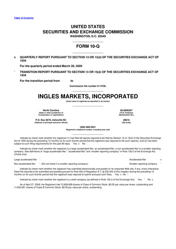Miniature Ingles Markets 10-Q Rapport trimestriel  