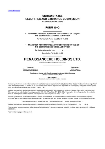 Vorschaubild RenaissanceRe
 10-Q Quartalsbericht  