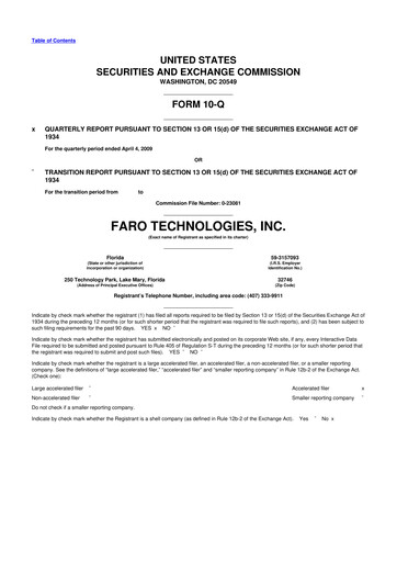 Thumbnail Faro Technologies
 10-Q Quarterly Report FY 