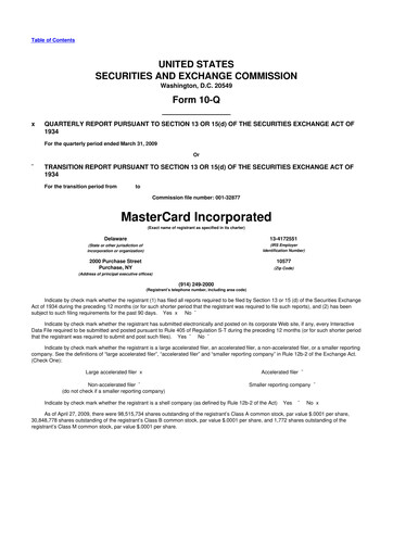 Thumbnail Mastercard 10-Q Quarterly Report FY 