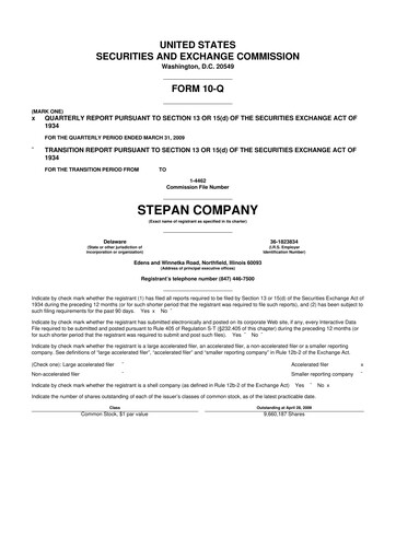 Thumbnail Stepan Company
 10-Q Quarterly Report FY 