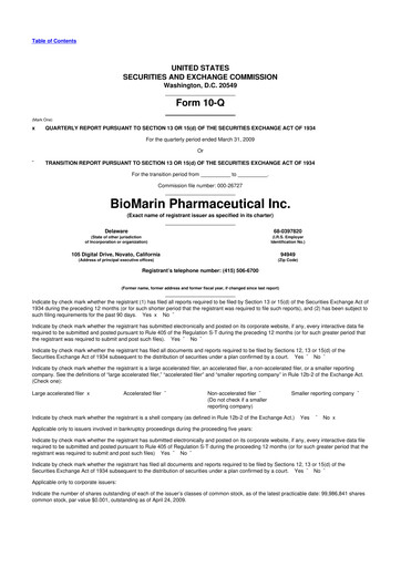 Thumbnail BioMarin Pharmaceutical 10-Q Quarterly Report FY 