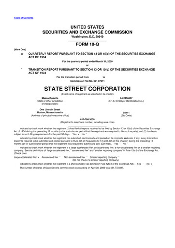 Thumbnail State Street Corporation
 10-Q Quarterly Report FY 