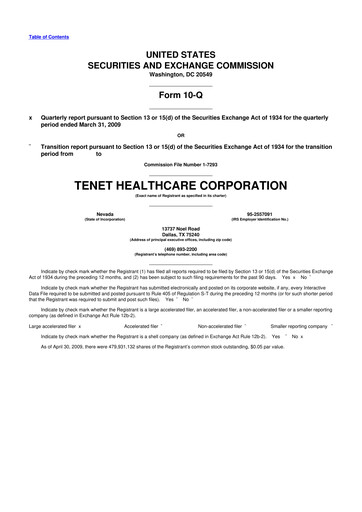 Thumbnail Tenet Healthcare 10-Q Quarterly Report FY 